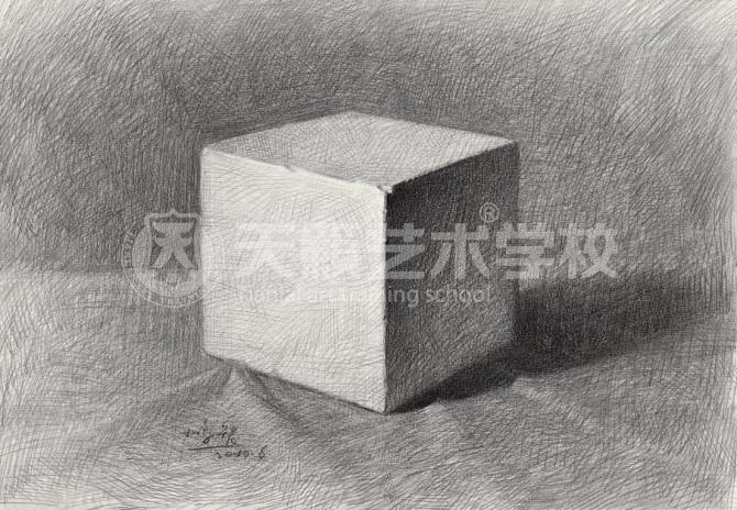 素描几何体正方体画法步骤讲解
