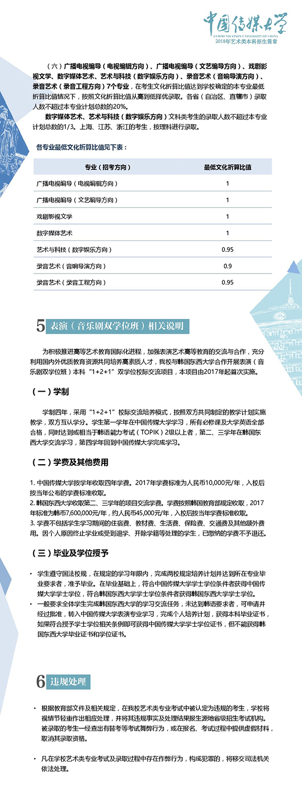 中国传媒大学2018年艺术类本科招生简章