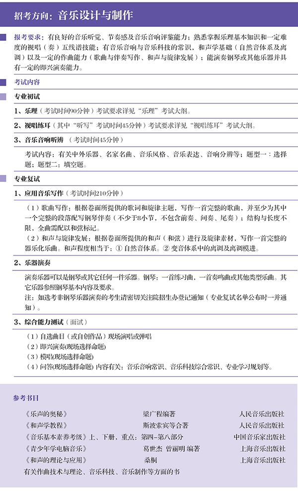 上海音乐学院2019年招生简章